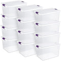 Sterilite 66 Qt ClearView Latch Storage Box, Stackable Bin with Latching Lid, Organize Clothes, Blankets, Items in Closet, Clear Base and Lid, 12-Pack by Sterilite