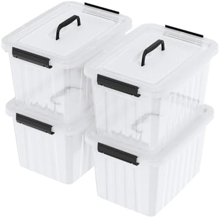 Kekow 18 L Clear Storage Bin with Lid, Clear Plastic Storage Totes, 4-Pack by Kekow