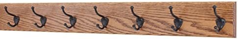 PegandRail Oak Wall Mounted Coat Rack with Bronze Hooks 4.5" Ultra Wide (Chestnut, 36" x 4.5" with 7 Hooks) by PEG+AND+RAIL