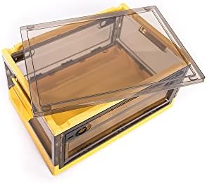 Best Home Fashion 3 packs Storage Bins Side Opening, Stackable Lid Collapsible, Foldable, Easy Tidy Up with Storage Box, Ideal for Home & Office Organization Storage Cube (Medium, Yellow) - Image 4