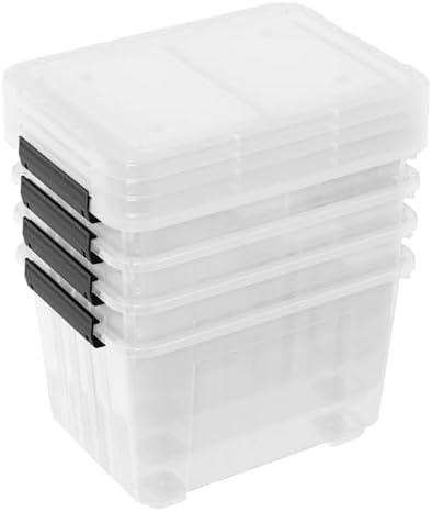 4-Pack 50 Quart Plastic Storage Bin, Stackable Wheeled Box, Clear - Image 7