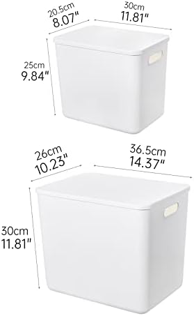 Yishyfier Plastic Storage Baskets Bins Boxes With Lids,Organizing Container White Storage Organizer Bins For Shelves Drawers Desktop Playroom Classroom Office,6-Pack(4XL+2L) - Image 2