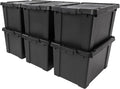 IRIS USA 6-Pack 20 Gal Heavy Duty Lockable Storage Totes with Lids, Black by IRISUSA
