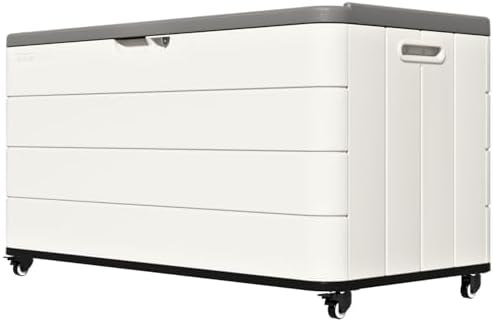 ZZM 110 Gallon Outdoor Deck Box with Wheels, Waterproof Resin Storage Cabinet for Patio by ZZM
