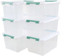 6-Pack Clear Storage Latch Bins, 20 L Plastic Storage Boxes by Zerdyne