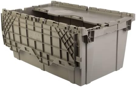HE HUDSON EXCHANGE 27.3x17.2x12.6” (3 Pack, 18.7 Gallon) Tote with Attached Lid, Gray/Brown - Image 3