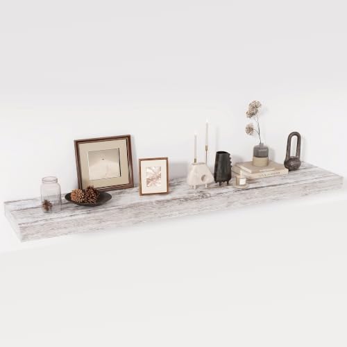 Acovy 55 Inch Floating Shelves, 12" Deep Floating Shelf Wall Mounted, 55" Wall Shelves, Rustic Deep Bookshelf, Extra Deeper & Thicker Display Shelves for Bedroom, Living Room, Set of 1 by Acovy