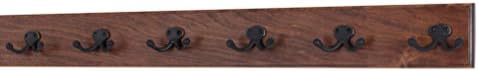 Solid Cherry Wall Mounted Coat Rack - Oil Rubbed Bronze Double Style Coat Hooks - Made in the USA (Mahogany, 30.5" x 3.5" with 6 Hooks) by PEG+AND+RAIL