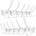 SKOLOO Heavy Duty Wall Mounted Coat Rack - 6 Hooks, Stainless Steel, Pack of 2, Sturdy Coat Hooks for Hanging Clothes, Jacket, Hat, White by SKOLOO
