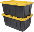 CX Heavy Duty 27-Gallon Stackable Plastic Storage Bins with Lids, 2 Pack by BLACKYELLOW