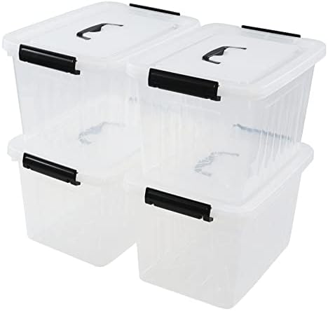 Wekioger 4 Pack 12 Quart Clear Lidded Bin, Latching Storage Box with Handle - Image 6