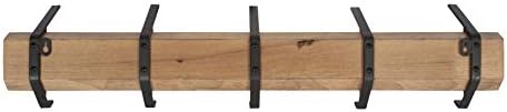 Kate and Laurel Rossmore Farmhouse 5-Hook Wall Hanging Coat Rack, Natural Rustic Wood, Modern Hanging Rack for Coats, Bags, Or Pots and Pans - Image 5