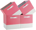 Cube Storage Bins | 13"x15"x13", Pink & White, 4 Pack by FABINADO