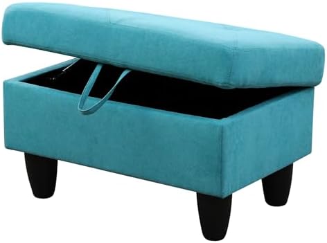 28.5'' Ottoman with Storage, Linen Ottoman Foot Rest for Living Room Upholstered Footstool, Perfect Storage Ottoman Bench Bag Floor Chair for Bedroom or Entryway, Green - Image 6