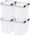 IRIS USA 4-Pack 32 Qt Storage Bins with Gasket Lids, Clear/Black by IRISUSA