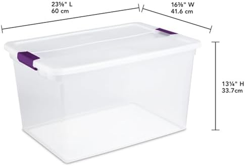 Sterilite 66 Qt ClearView Latch Storage Box, Stackable Bin with Latching Lid, Organize Clothes, Blankets, Items in Closet, Clear Base and Lid, 12-Pack - Image 3