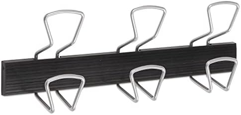 Alba Wall Mounted Coat Hanger with 3 Double Hooks, 18-Inch, Black by ALBA