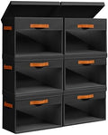 Homsorout Large Storage Bins with Lids - 6 Pack Foldable Decorative Organizers with Clear Windows & Handles, Cube Storage Organizers for Clothes, Blankets, Sweaters, Sheets, Black by Homsorout