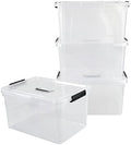 Zopnny 4 Packs 18 QT Plastic Storage Bins with Lids, Stackable Containers by Zopnny