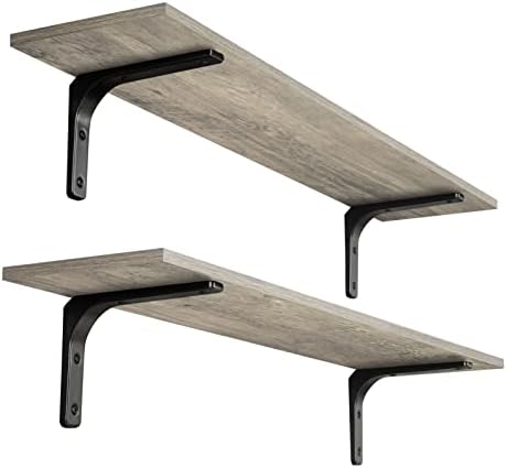 DINZI LVJ Long Wall Shelves, 39.4Inch Wooden Wall Mounted Shelves, Set of 2 by DINZILVJ