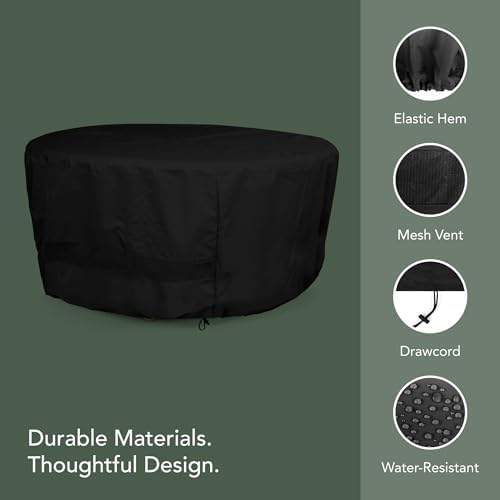 Covermates Round Dining Table Cover - Water-Resistant Polyester, Mesh Ventilation, Patio Table Covers, 42DIAMETER x 25H, Black - Image 4