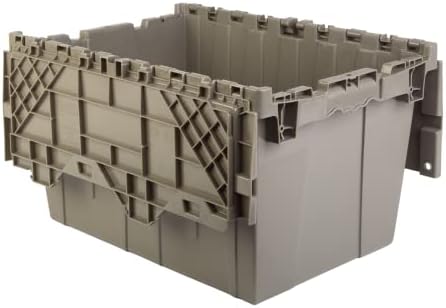 HE HUDSON EXCHANGE 21.9x15.2x12.8” (3 Pack, 12.7 Gallon) Tote with Attached Lid, Gray/Brown - Image 4