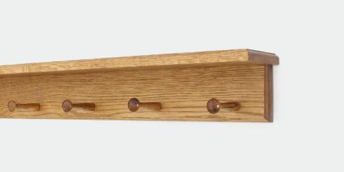 Oak Shaker Peg Rack with Shelf (Golden Oak, 23" with 4 pegs) by PEG+AND+RAIL