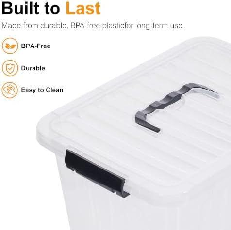 Citylife 12QT 6-Pack Clear Storage Bins with Lids Plastic Bins with Handles - Image 4