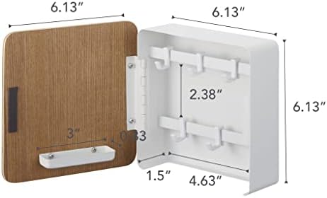 YAMAZAKI Home Rin Square Magnetic Key Cabinet - Wood Accented Keychain Organizer - Steel + Wood - Image 2