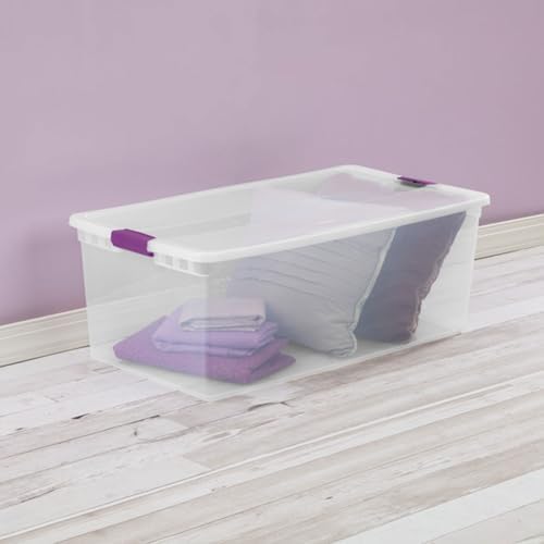 Sterilite 12-Pack 110 Quart ClearView Latch Box, Stackable Organizer Bins with Latching Lids - Clear Plastic Organization Containers for Closet, Bedroom, Shelving Units and Everyday Home Storage - Image 4