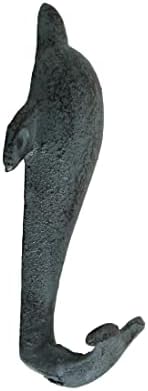 Zeckos Set of 3 Dolphin Wall Hooks, 5.25 Inch Distressed Cast Iron - Image 3