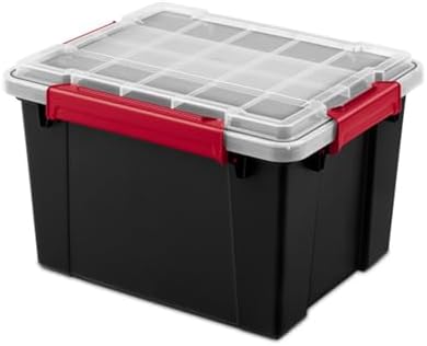 Sterilite 12 Pack Gasket Box, Stackable Plastic 8.5 Gallon Storage Container with Lids, Black - Waterproof and Dustproof Tote for Home Organization - Image 4