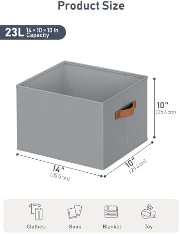 8 Pack Large Closet Storage Baskets Bins for Shelves, Collapsible Fabric Closet Organizers and Storage with Polyester Handles, Decorative Baskets for Organizing Clothes, Towels, Linen Closet 14"x10" - Image 6