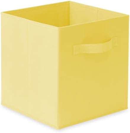 Casafield Set of 12 Collapsible Fabric Cube Storage Bins, Yellow - 11" Foldable Cloth Baskets for Shelves, Cubby Organizers & More - Image 2