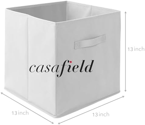 Casafield Set of 12 Collapsible Fabric Cube Storage Bins, White - 13" Foldable Cloth Baskets for Shelves, Cubby Organizers & More - Image 7