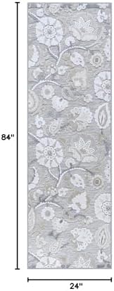 Luul Home Floral Indoor Outdoor Runner Rugs 2x7 Entryway Rug, Kitchen, Hallway Rug Washable Stain Resistant Outside Carpet Beige 2 x 7 - Image 2