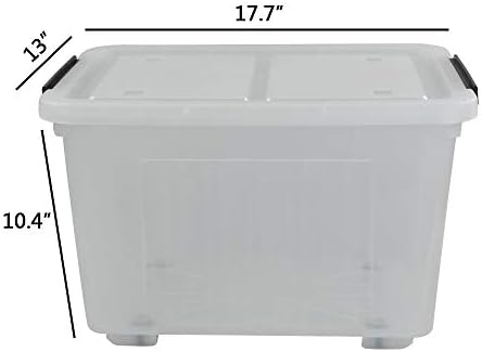 Kekow 4-Pack Clear Plastic Large Storage Box, Latch Bin with Wheels, 30 L - Image 3