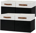 Temary Foldable Storage Cubes Set of 4 - Organizers with Handles, Decorative Storage Boxes for Home, Office (White&Black) by TEMARY