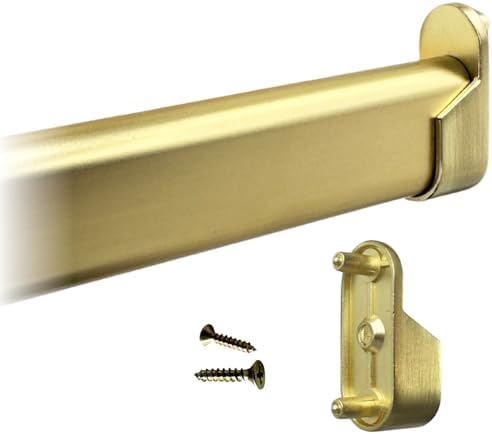 CUSTOM CUT - Oval Closet Rod | Up to 36" | Rear Pin Wall Brackets | Satin Brass by Desunia