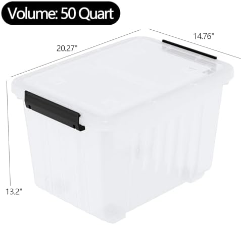 50 Quart Large Clear Plastic Storage Bins with Lids, 4 Packs - Image 3