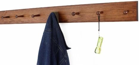 Cherry Shaker Peg Rack 4.5" Extra Wide (Mahogany, 41" x 4.5" with 7 pegs) by PEG+AND+RAIL