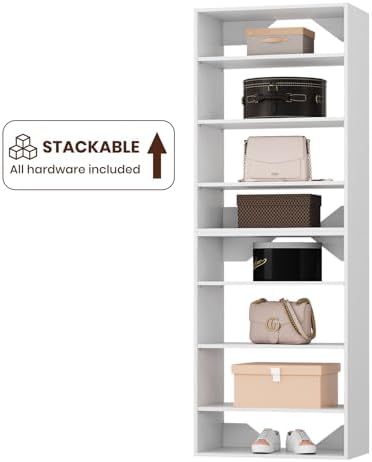 ROOMTEC 31.5" Shelf Short Tower Closet Unit, Modular Closet System with Shelf, Wardrobe Organizer for Bedroom or Walk-in Closet, Wall Mounted, Customizable Clothes Storage Unit, White - Image 7