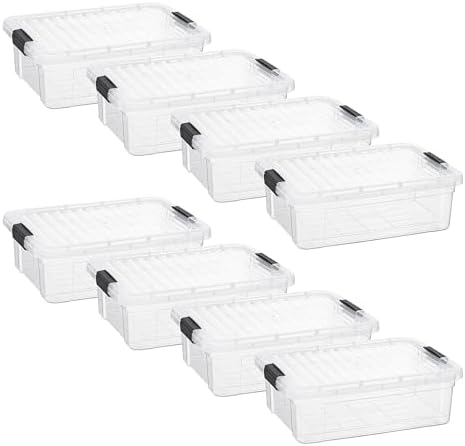 Superio 7.4 Quart Clear Plastic Storage Bin with Lid, Stackable Organizer Box, BPA-Free Storage Container for Home, Garage, School & Office, 8 Pack by Superio