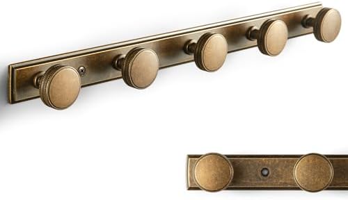 Goo-Ki 1 Pack Antique Brass Coat Rack Wall Mount Heavy Duty, Vintage Brass Towel Rack Zinc Alloy Coat Hooks Wall Mounted for Bag Hat Clothes Scarf by Home