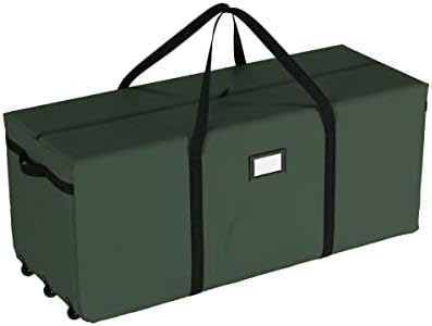 Rolling Christmas Tree Storage Bag - Waterproof Bag for 9-Foot Tree or Christmas Decor - Nylon Handles and 3 Rollerblade Wheels by Elf Stor (Green) by ElfStor