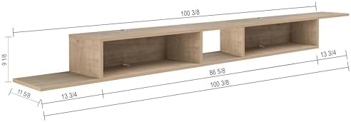 Atelier Mobili Floating TV Stand for Up to 65 Inch TVs – Wall Mounted Floating Shelf for Under TV, Entryway Organizer & Bedroom Vanity – Multi-Purpose Storage & Display Console (Oak, 100INCH) - Image 2