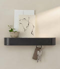Kazai. Key Holder 'Toke' | Minimalist Key Hook Design from Berlin | Modern Key Holder Wall Mount with Wooden Shelf | Key Rack for Wall as Entryway Organizer | Oak, Black by KAZAI