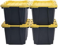 CX Heavy Duty 12-Gallon Stackable Plastic Storage Bins with Lids, 4 Pack by BLACKYELLOW
