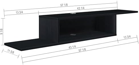 Atelier Mobili Floating TV Stand for Up to 65 Inch TVs – Wall Mounted Floating Shelf for Under TV, Entryway Organizer & Bedroom Vanity – Multi-Purpose Storage & Display Console (Black, 57INCH) - Image 2