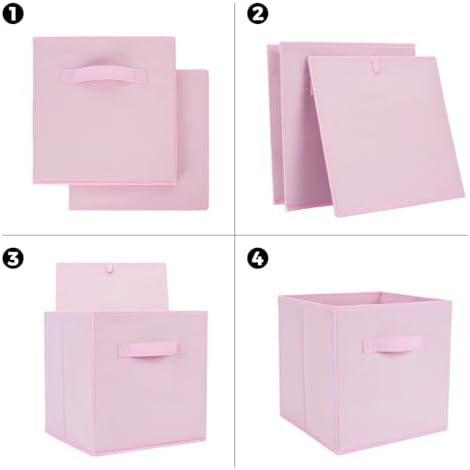 Life Hacks Fabric Storage Bins 8 Pack 13 inch Foldable Storage Cubes with Reinforced Handles Fun Colored Durable Cube Storage Bin for Home, Playroom, Closet Organizers and Storage, Pink - Image 3